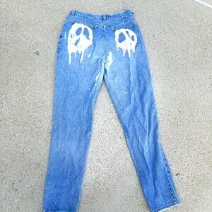 Custom Bleach Dyed peace signs ☮️ 90s Gap Jeans